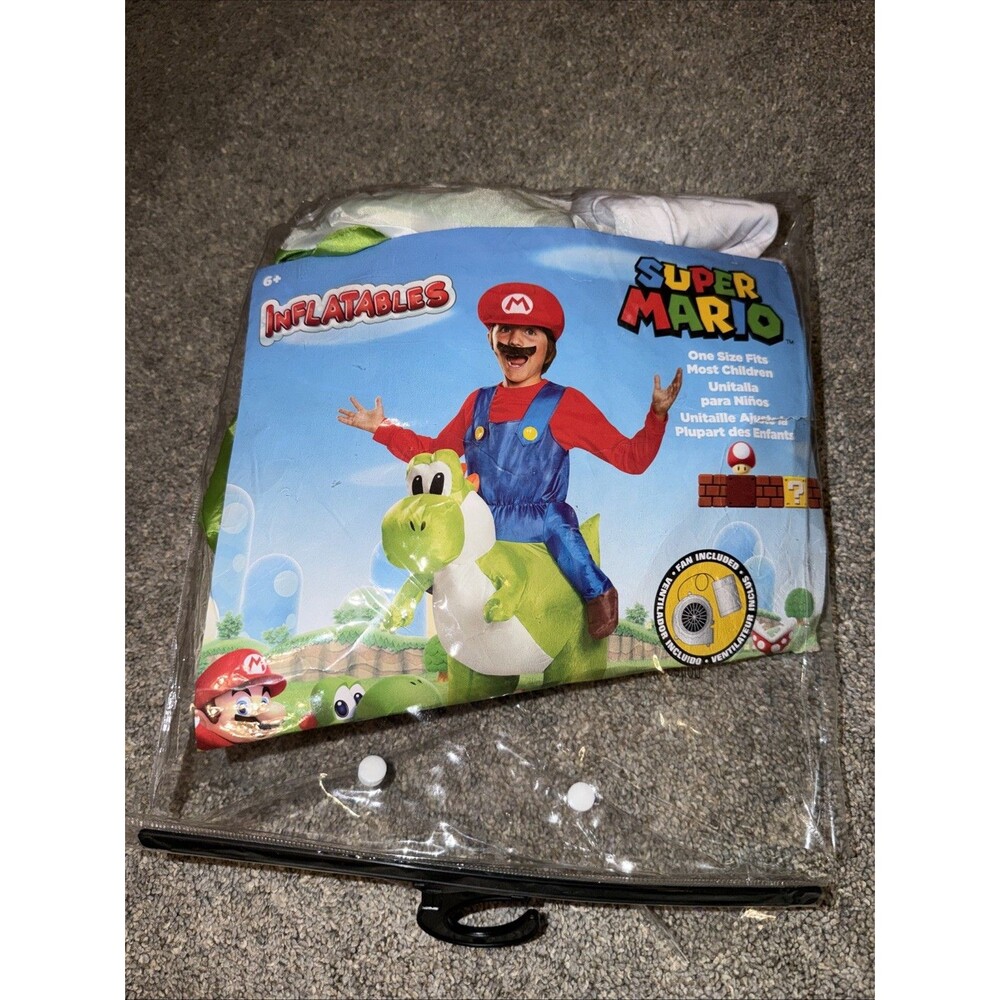 Mario Riding Yoshi Inflatable Child OS 6+ Child Outfit Halloween Works W/ Air